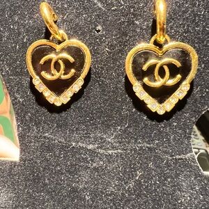 Gold and Black Heart Earrings